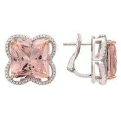 Latelita Open Clover Flower Earrings Silver Pink Morganite -Cheap Gemiracle Store open clover flower earrings silver pink morganite 124740