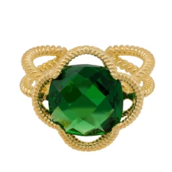 Latelita Open Clover Gemstone Cocktail Ring Gold Emerald -Cheap Gemiracle Store open clover gemstone cocktail ring gold emerald 572368