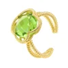 Latelita Open Clover Gemstone Cocktail Ring Gold Peridot