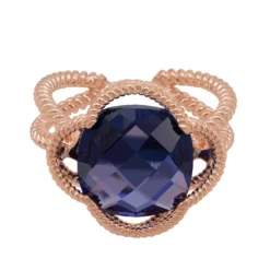 Latelita Open Clover Gemstone Cocktail Ring Rosegold Amethyst -Cheap Gemiracle Store open clover gemstone cocktail ring rosegold amethyst 421510