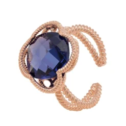 Latelita Open Clover Gemstone Cocktail Ring Rosegold Amethyst