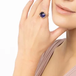 Latelita Open Clover Gemstone Cocktail Ring Rosegold Amethyst -Cheap Gemiracle Store open clover gemstone cocktail ring rosegold amethyst 745477