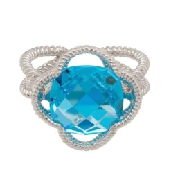 Latelita Open Clover Gemstone Cocktail Ring Silver Blue Topaz -Cheap Gemiracle Store open clover gemstone cocktail ring silver blue topaz 251455