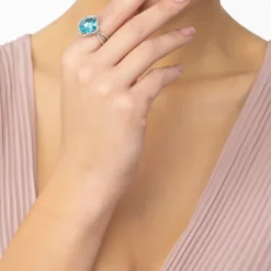 Latelita Open Clover Gemstone Cocktail Ring Silver Blue Topaz -Cheap Gemiracle Store open clover gemstone cocktail ring silver blue topaz 962370