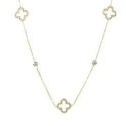 Latelita Open Clover Long Necklace Gold