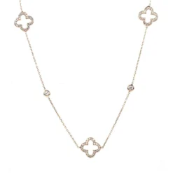 Latelita Open Clover Long Necklace Rosegold