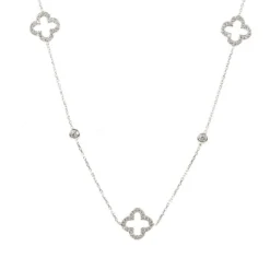 Latelita Open Clover Long Necklace Silver