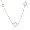 Latelita Open Clover Long White Cz Necklace Rosegold