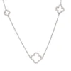 Latelita Open Clover Long White Cz Necklace Silver