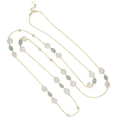 Latelita Pavia 120cm Long Pearl Necklace Gold Blue Topaz -Cheap Gemiracle Store pavia 120cm long pearl necklace gold blue topaz 688308