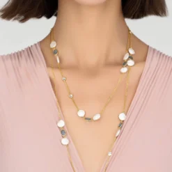 Latelita Pavia 120cm Long Pearl Necklace Gold Blue Topaz -Cheap Gemiracle Store pavia 120cm long pearl necklace gold blue topaz 845878