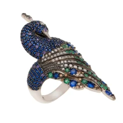 Latelita Peacock Cocktail Ring Silver