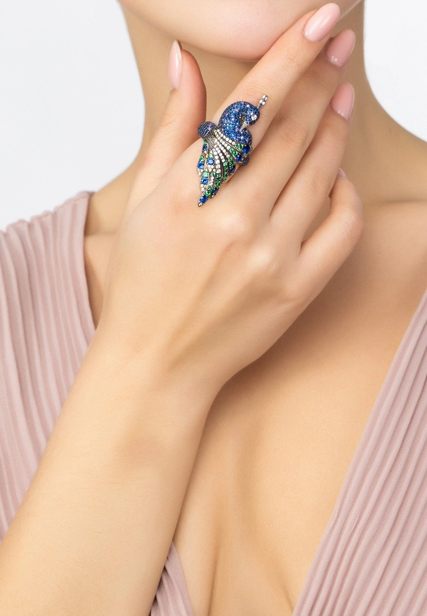 Latelita Peacock Cocktail Ring Silver 2 Latelita Peacock Cocktail Ring Silver - Image 2