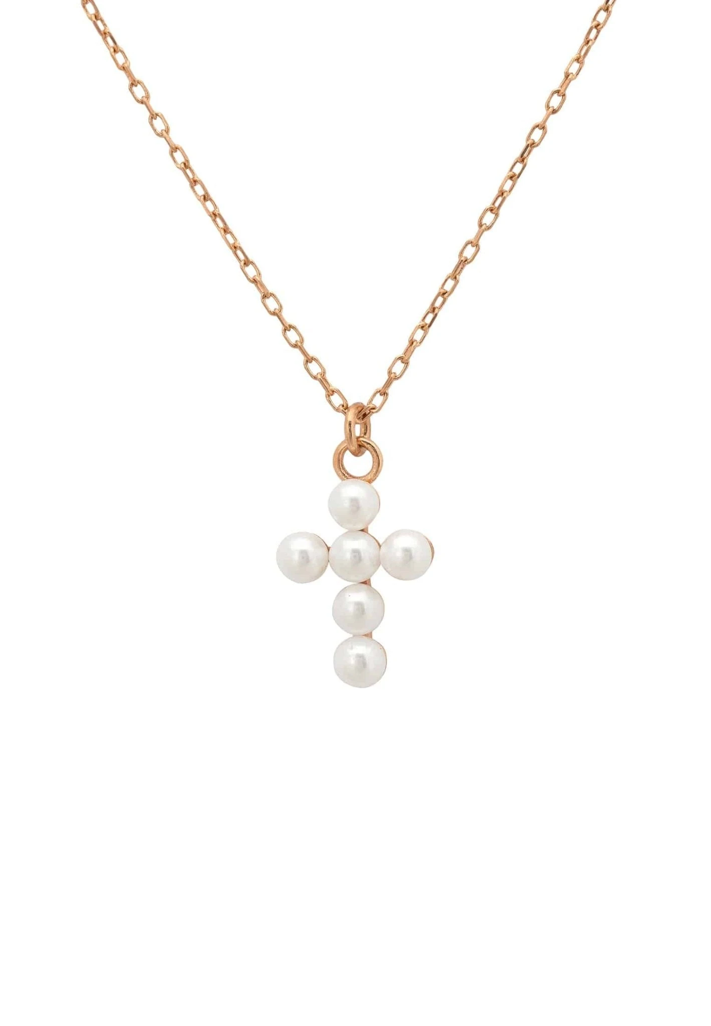 Latelita Pearl Cross Necklace Rosegold 1 Latelita Pearl Cross Necklace Rosegold