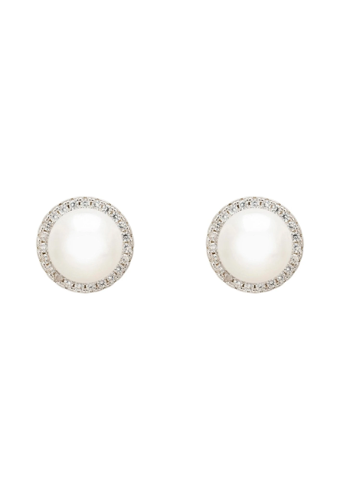 Latelita Pearl Full Halo Large Stud Earrings Silver 1 Latelita Pearl Full Halo Large Stud Earrings Silver