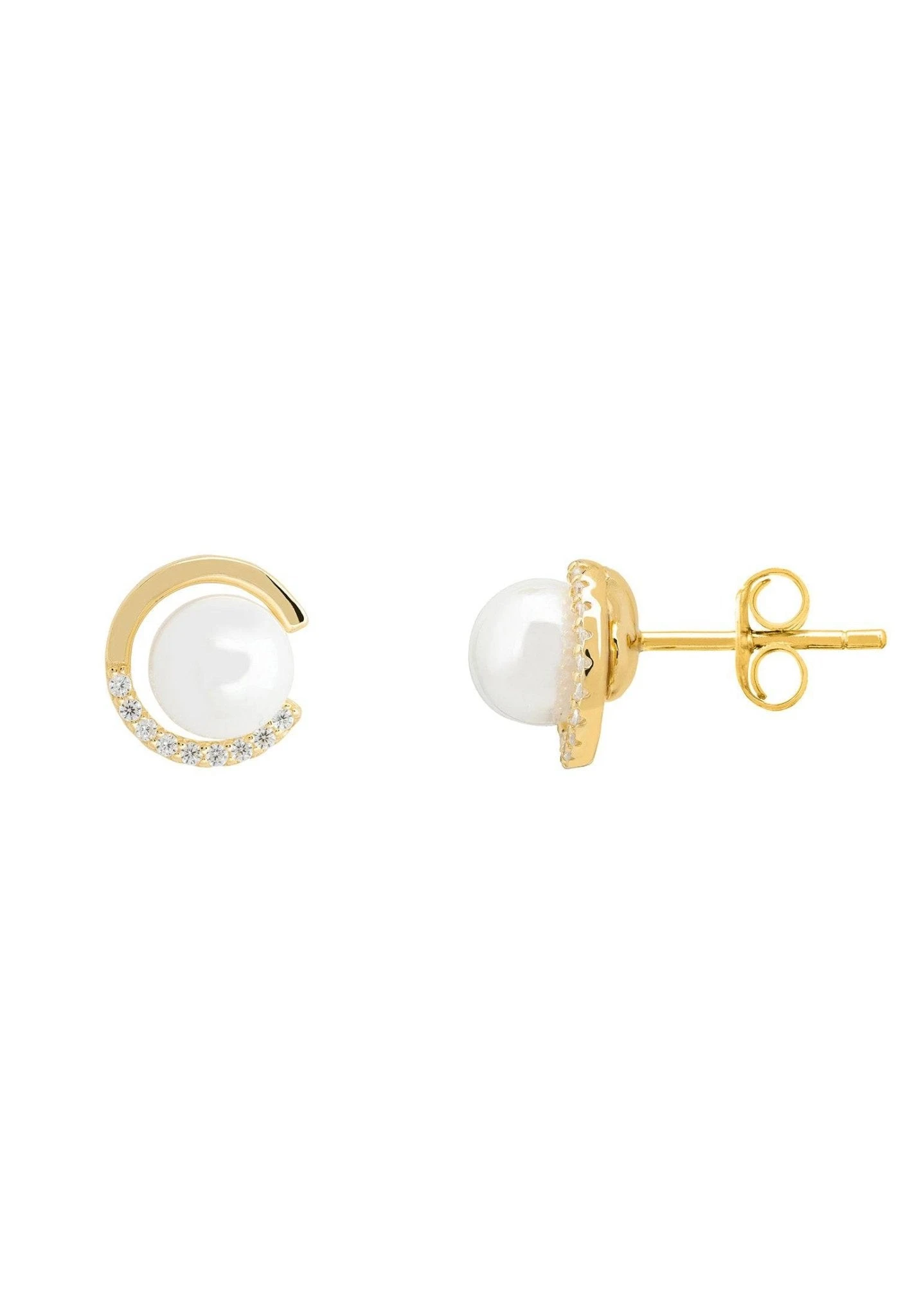 Latelita Pearl Halo Stud Earrings Gold 3 Latelita Pearl Halo Stud Earrings Gold - Image 3