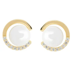 Latelita Pearl Halo Stud Earrings Gold