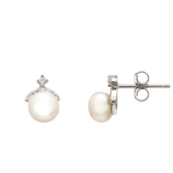 Latelita Pearl Tiara Stud Earrings Silver -Cheap Gemiracle Store pearl tiara stud earrings silver 365754