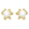 Latelita Petals And Pearl Stud Earrings Gold
