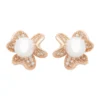 Latelita Petals And Pearl Stud Earrings Rosegold