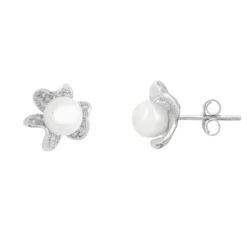 Latelita Petals And Pearl Stud Earrings Silver -Cheap Gemiracle Store petals and pearl stud earrings silver 433437