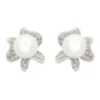 Latelita Petals And Pearl Stud Earrings Silver