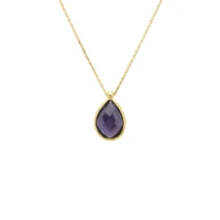 Latelita Petite Drop Necklace Gold Amethyst Hydro