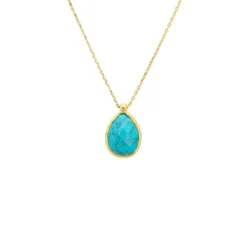 Latelita Petite Drop Necklace Gold Arizona Turquoise