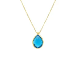 Latelita Petite Drop Necklace Gold Blue Topaz Hydro