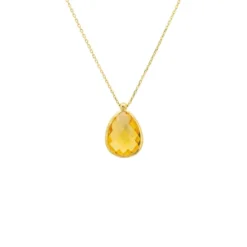 Latelita Petite Drop Necklace Gold Citrine Hydro