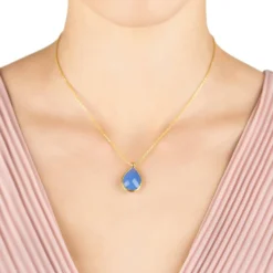 Latelita Petite Drop Necklace Gold Dark Blue Chalcedony -Cheap Gemiracle Store petite drop necklace gold dark blue chalcedony 812297