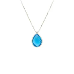 Latelita Petite Drop Necklace Silver Blue Topaz Hydro