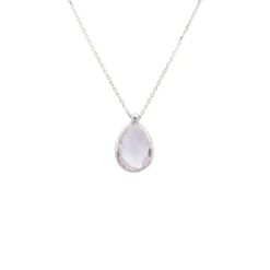 Latelita Petite Drop Necklace Silver Rose Quartz Hydro