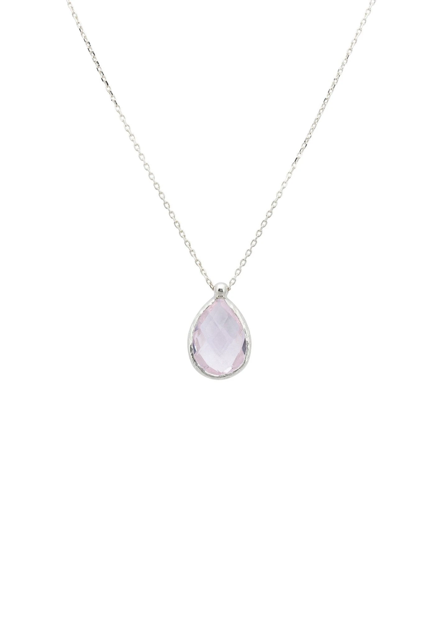 Latelita Petite Drop Necklace Silver Rose Quartz Hydro 1 Latelita Petite Drop Necklace Silver Rose Quartz Hydro