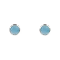 Latelita Petite Gemstone Earrings Silver Dark Blue Chalcedony
