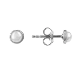 Latelita Petite Gemstone Earrings Sterling Silver White Pearl