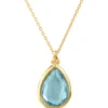 Latelita Pisa Mini Teardrop Necklace Gold Blue Topaz