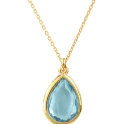 Latelita Pisa Mini Teardrop Necklace Gold Blue Topaz