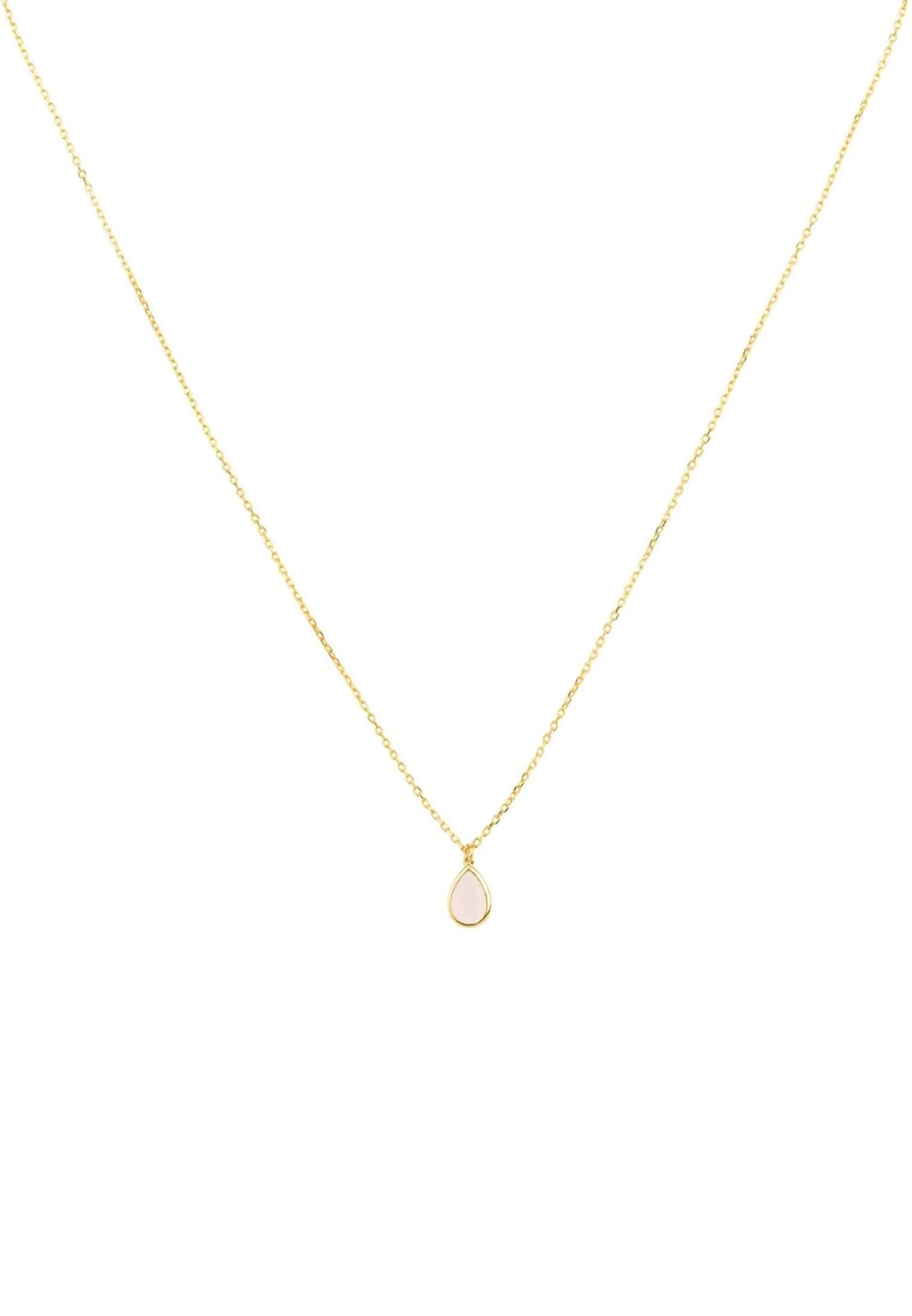 Latelita Pisa Mini Teardrop Necklace Gold Rose Quartz 2 Latelita Pisa Mini Teardrop Necklace Gold Rose Quartz - Image 2