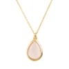 Latelita Pisa Mini Teardrop Necklace Gold Rose Quartz