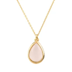 Latelita Pisa Mini Teardrop Necklace Gold Rose Quartz