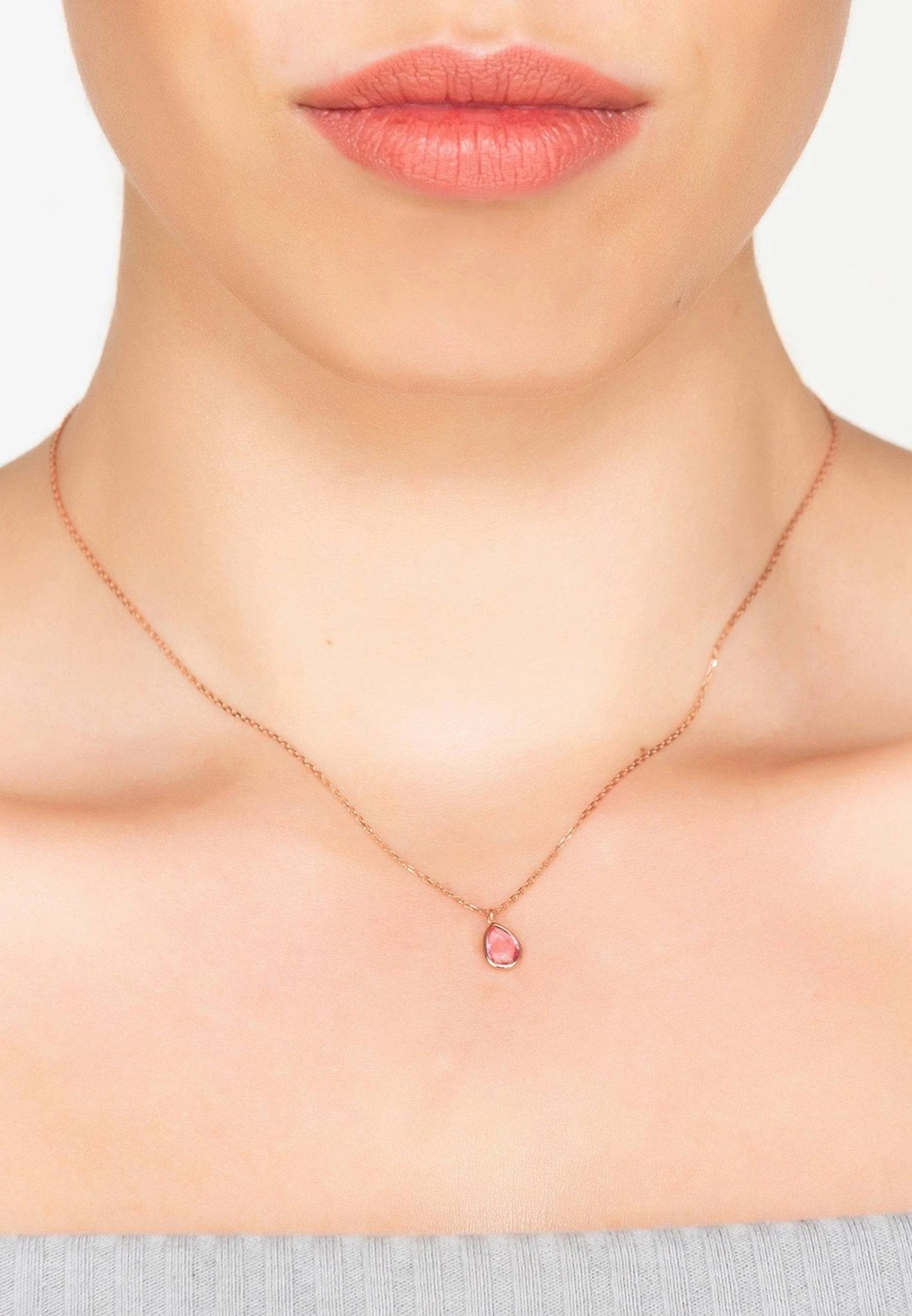 Latelita Pisa Mini Teardrop Necklace Rosegold Pink Tourmaline 4 Latelita Pisa Mini Teardrop Necklace Rosegold Pink Tourmaline - Image 4
