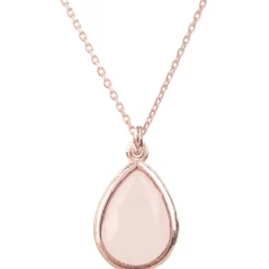 Latelita Pisa Mini Teardrop Necklace Rosegold Rose Quartz