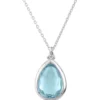 Latelita Pisa Mini Teardrop Necklace Silver Blue Topaz