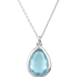Latelita Pisa Mini Teardrop Necklace Silver Blue Topaz