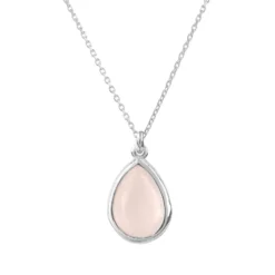 Latelita Pisa Mini Teardrop Necklace Silver Rose Quartz