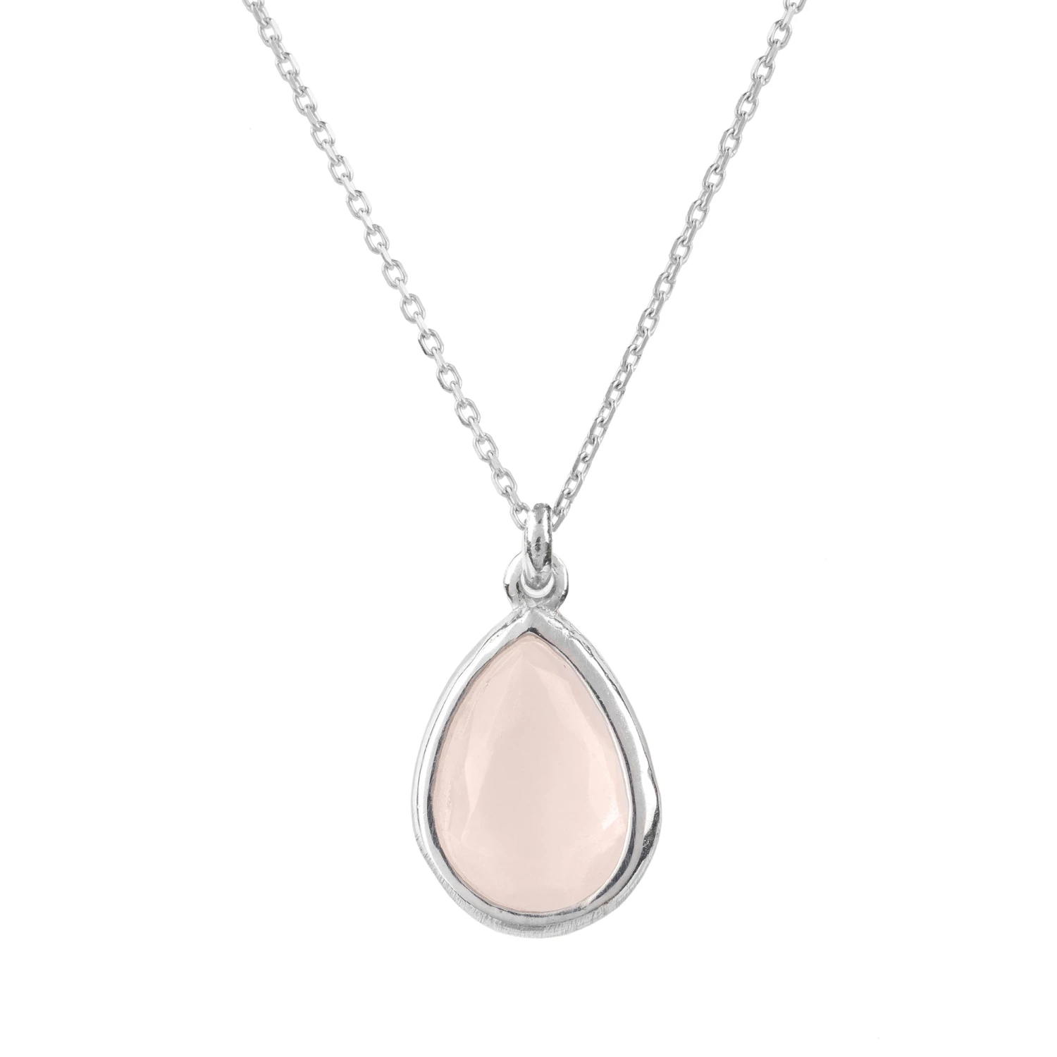 Latelita Pisa Mini Teardrop Necklace Silver Rose Quartz 1 Latelita Pisa Mini Teardrop Necklace Silver Rose Quartz