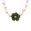 Latelita Poppy Flower Baroque Pearl Necklace Emerald Green Gold