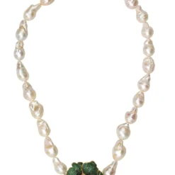 Latelita Poppy Flower Baroque Pearl Necklace Emerald Green Gold -Cheap Gemiracle Store poppy flower baroque pearl necklace emerald green gold 755760