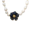 Latelita Poppy Flower Baroque Pearl Necklace Sapphire Blue Gold